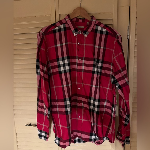 Burberry Brit Nova Check Plaid Men XXL button-down long sleeve shirt